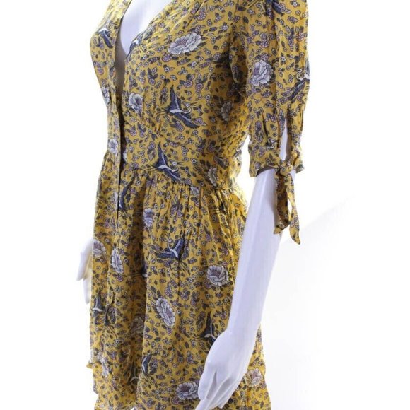 New With Tags Women's Auguste Yellow V-Neck Valentina Mini Dress Size 6 - Picture 5 of 6